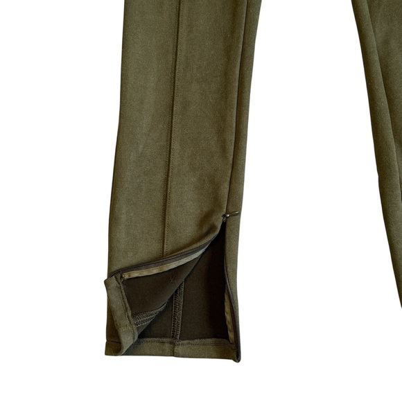 Anthropologie Olive Faux Suede Zip Split Hem Cropped Legging Pants Size 28 #1685 - Picture 3 of 6